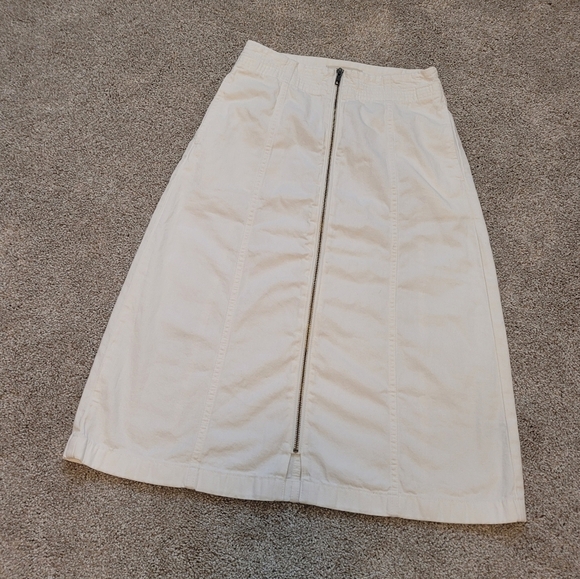 Madewell Rigid Denim Zip Midi Skirt in Tile White Size 25 - Picture 4 of 8